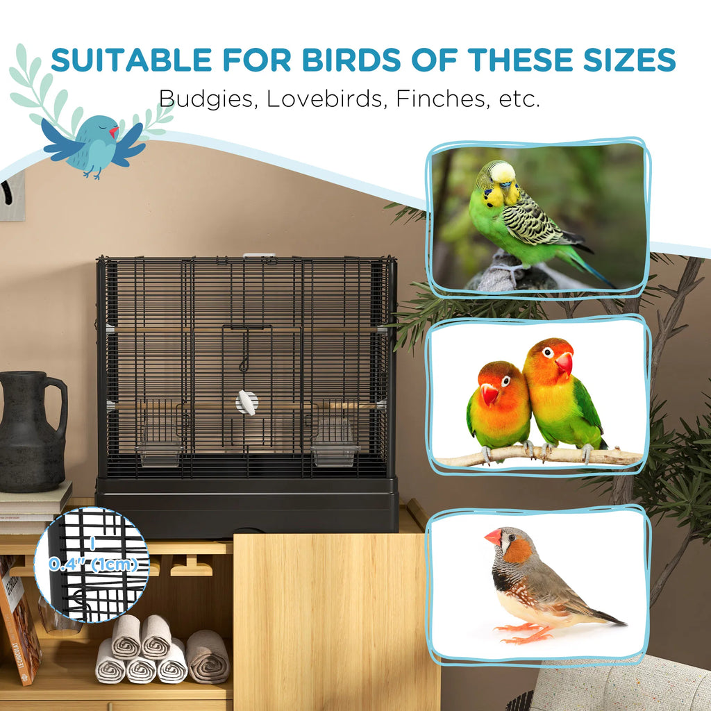 22" Bird Cage for Budgie Finches Canaries Love Birds with Wooden Stands - Image 2