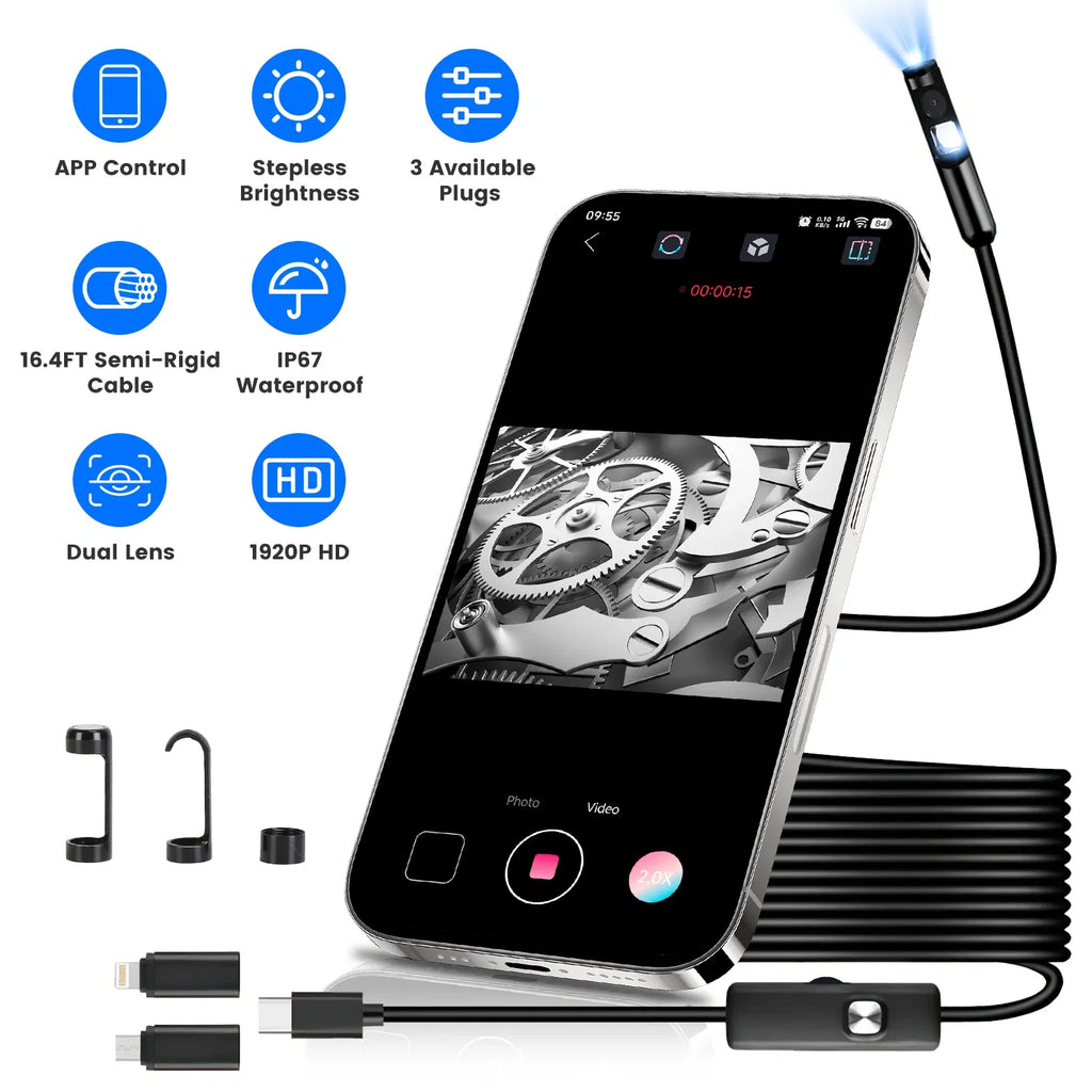 1Pc Endoscope Camera 1920P HD IP67 Waterproof Inspection Borescope Tool with - Image 4