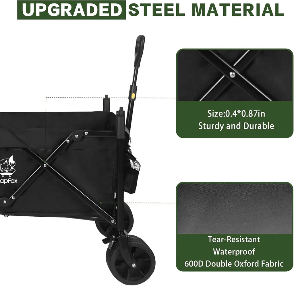 Collapsible Wagon Heavy Duty Wagons Carts Foldable with Removable Canopy