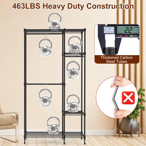 4 Tier Heavy Duty Garment Rack With Wheels Carbon Steel Clothing Rack Portable - Image 3