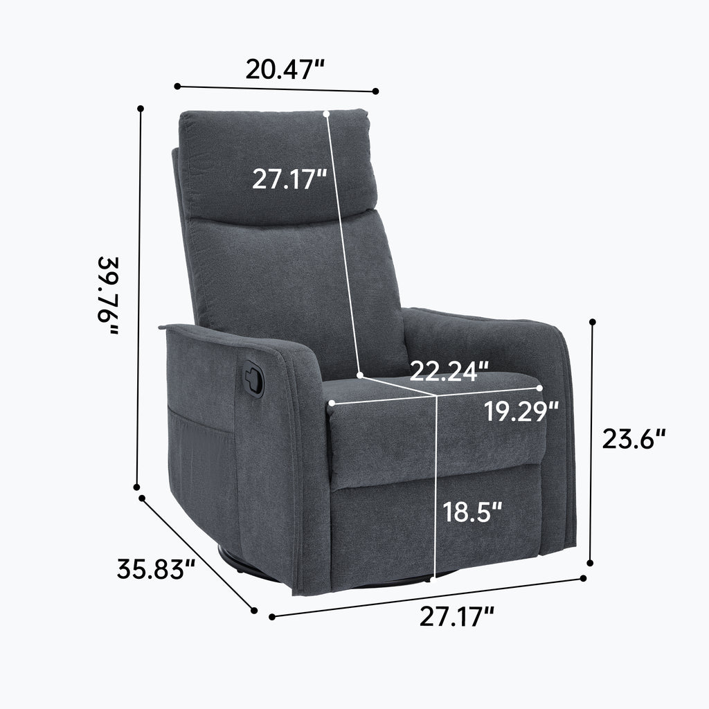 Heat Massage Manual Recliner Chair with Rocker and Swivel in Fabric for Living - Image 4