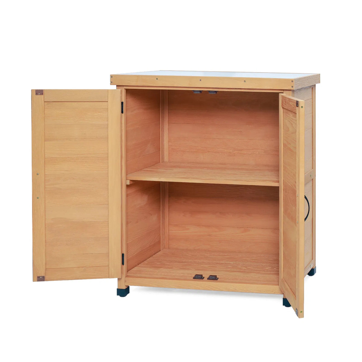 solid wood outdoor potting bench with storage cabinet product view 5