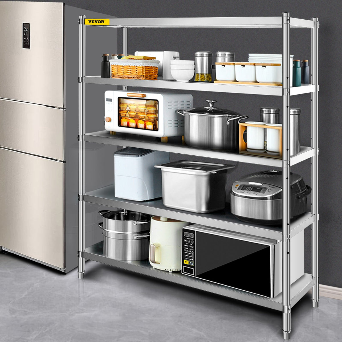 5 Tier Stainless Steel Garage Shelving Unit 71 in H x 71 in W x 18 in D - Image 6