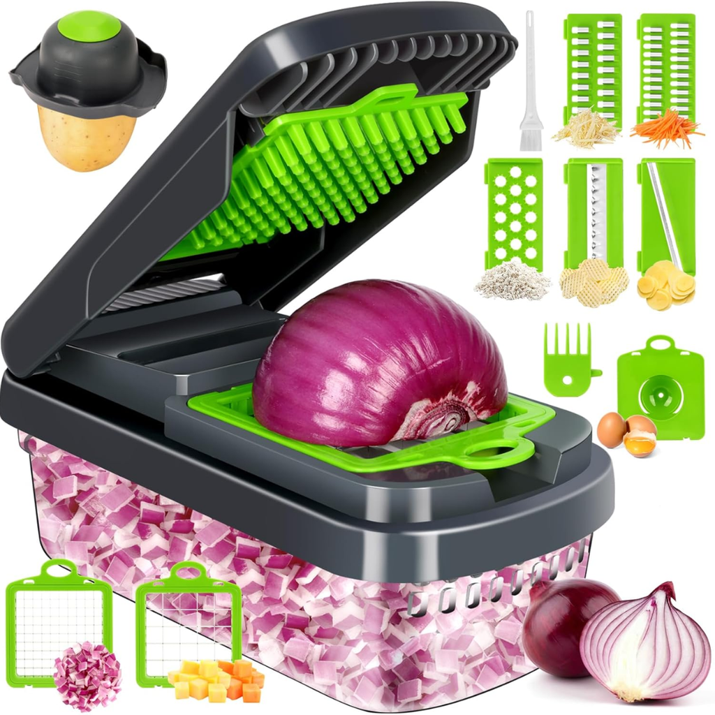 Vegetable Chopper 12 In 1 Food Veggie Chopper Cutter With Container 7 Sharp - Image 2