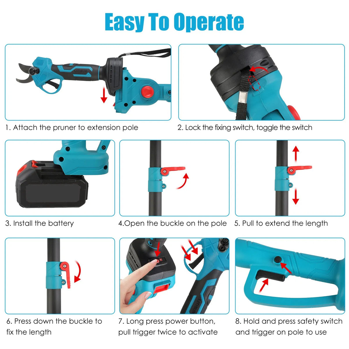 2 in 1 Electric Pole Pruning Shears with Brushless Motor and Extension Pole - Additional Product View Pole Pruning Shears