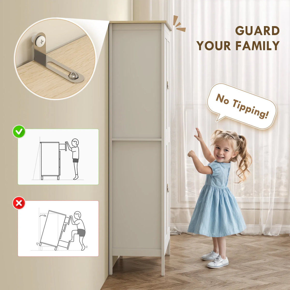 69.5" Tall Kitchen Pantry Storage Cabinet with Motion Sensor LED Light Modern