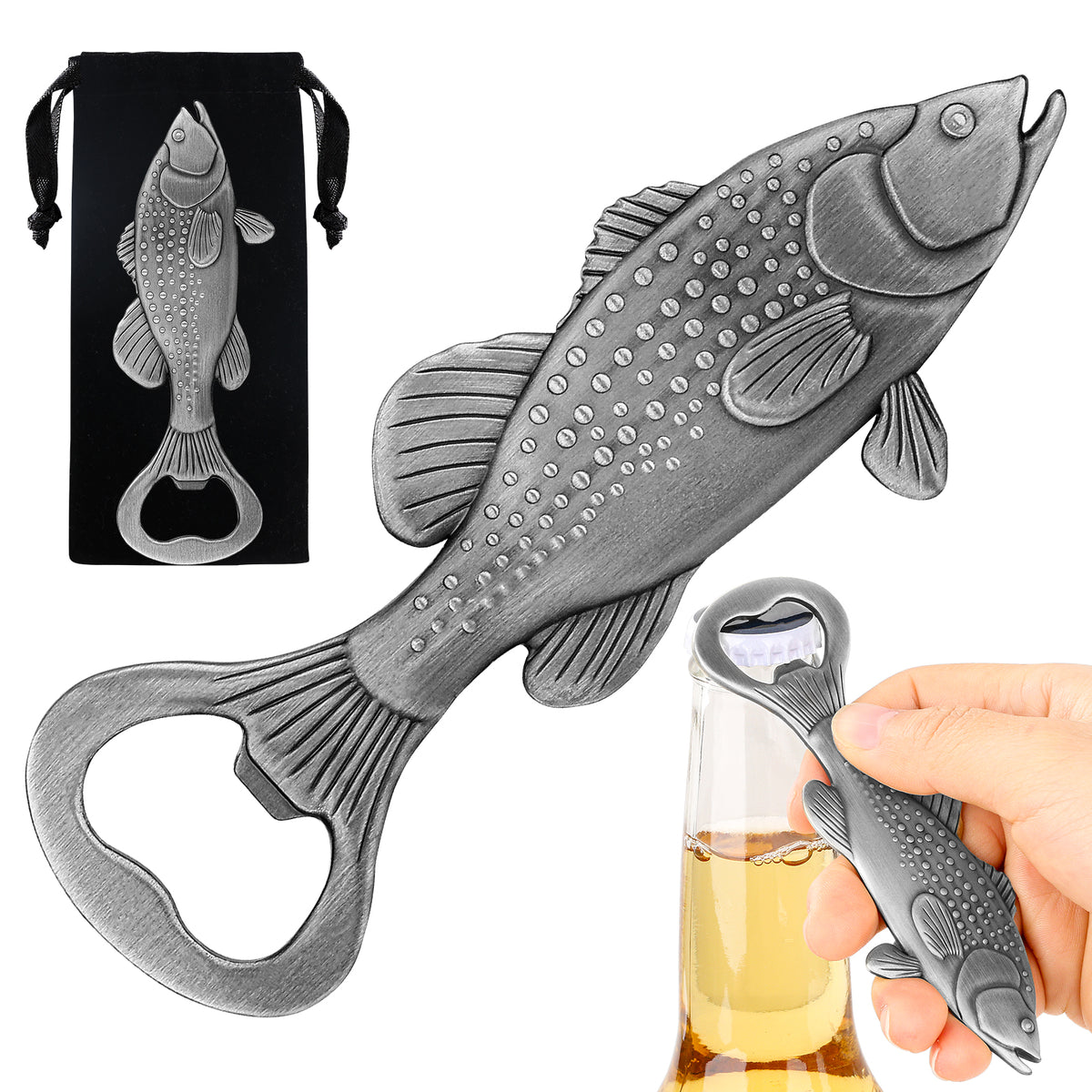 Creative Sea Bass Bottle Opener With Velvet Bag Exclusive Gift For Fishing - Image 5
