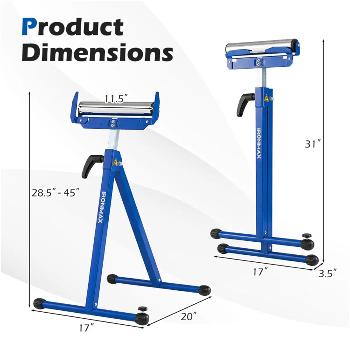 2 Pack Heavy Duty Metal Folding Roller Stand with Edge Guides Portable - Image 4