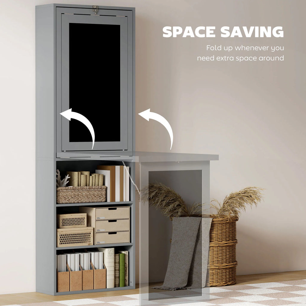 Fold out Convertible Office Desk Wall Mount Computer Desk with Blackboard and - Image 3