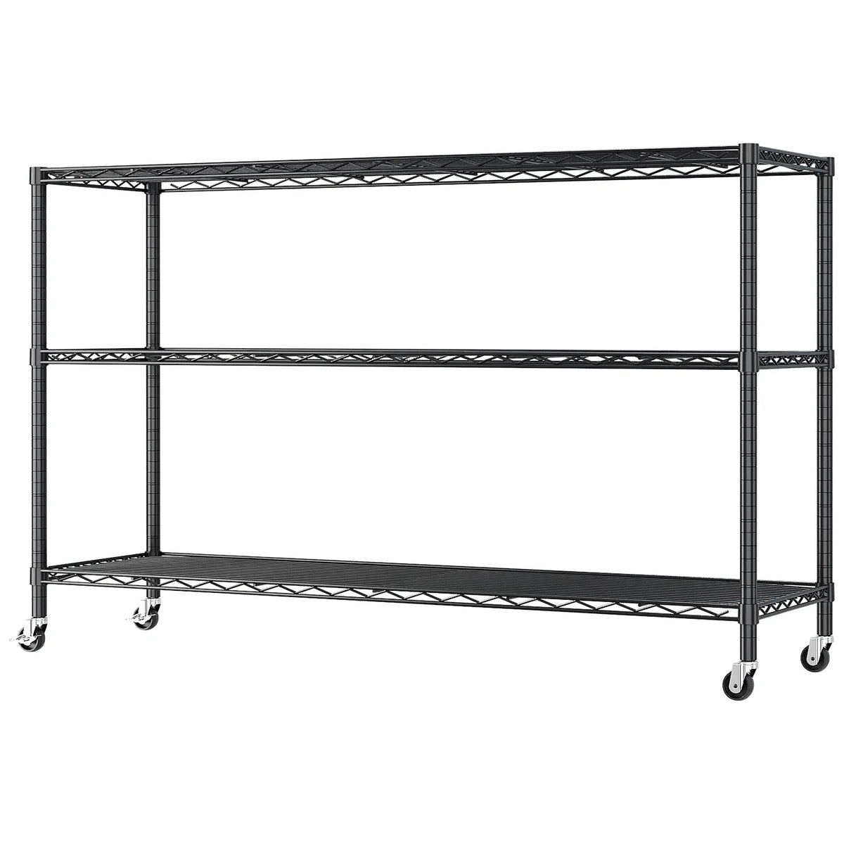 3 tier adjustable shelf spacing with adjustable feet and wheels iron display - Image 3