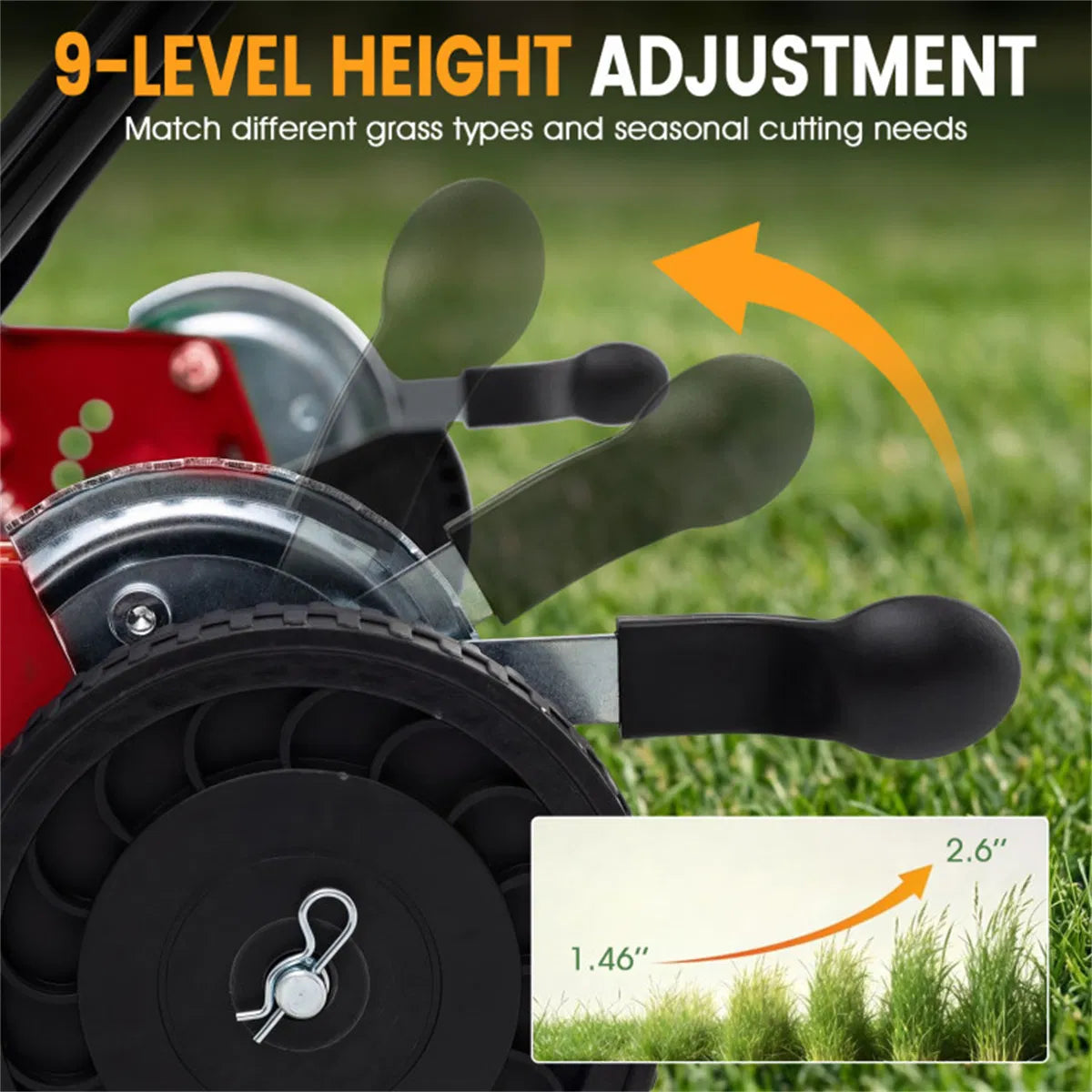 18 Inch 5 Blade Push Reel Lawn Mower with Grass Catcher Manual Walk Behind - Image 2