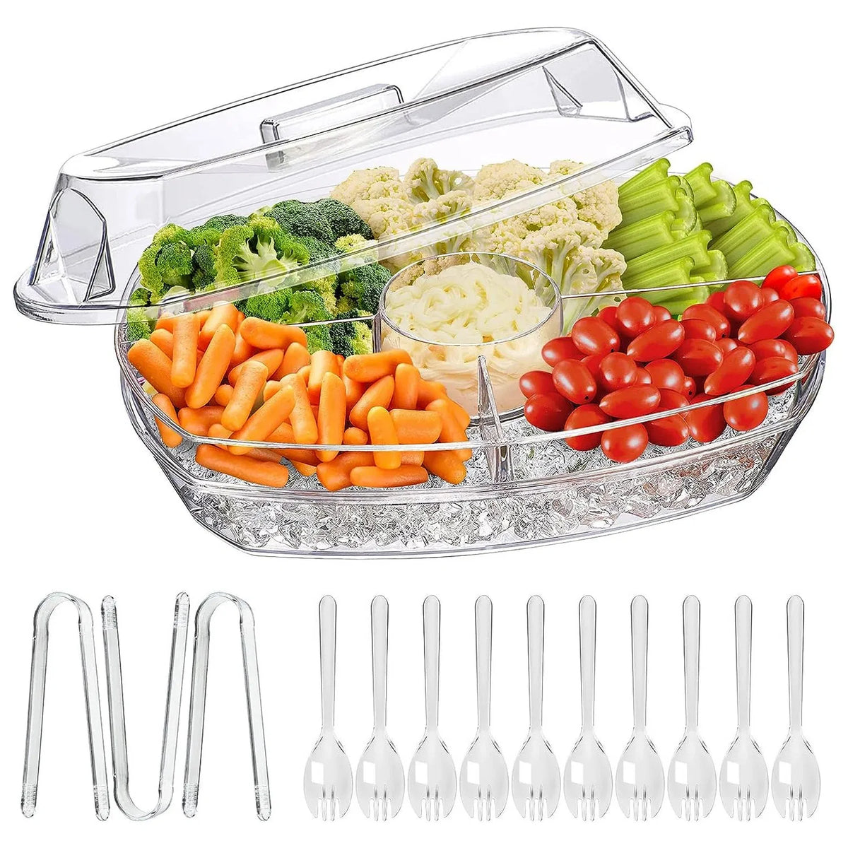 Fruit Ice Serving Tray Chilled Veggie Tray Shrimp Cocktail Serving Dish - Image 2