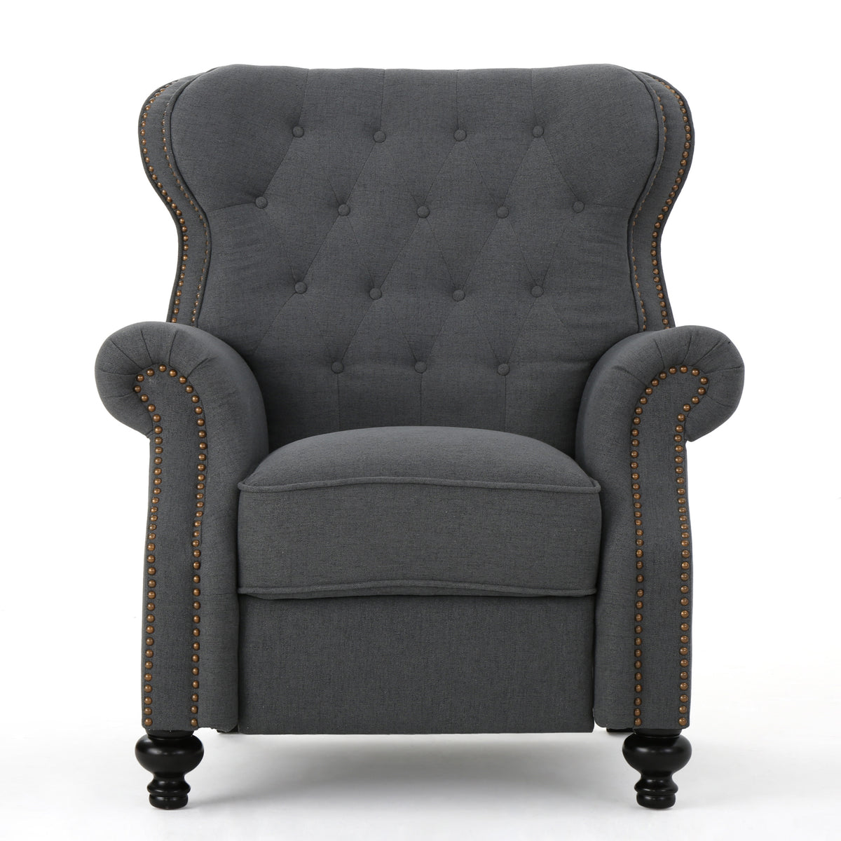 Modern Manual Push Back Recliner Chair Fabric 3 Position Recliner with Rolled