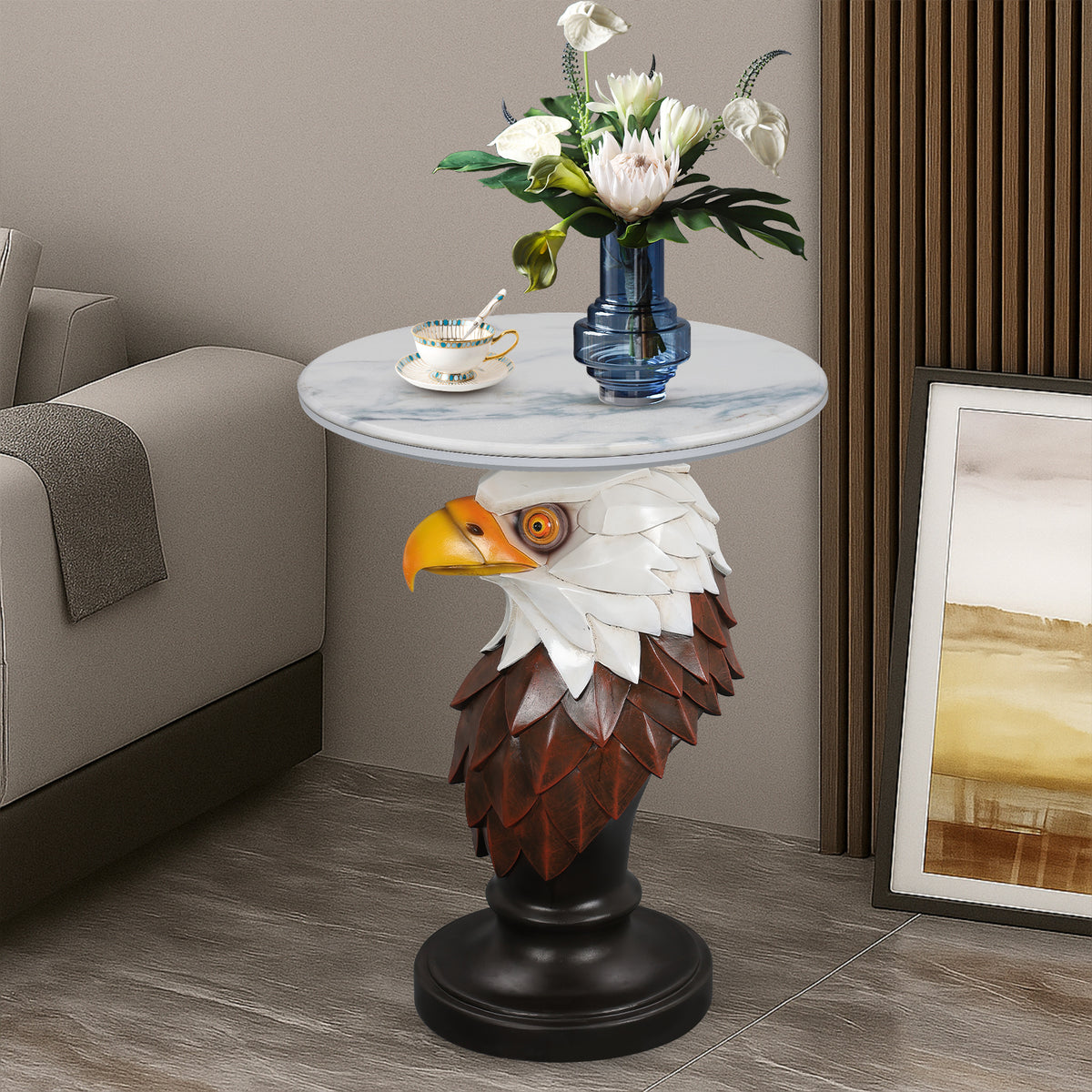 Eagle Head Accent Table Animal Statue End Tables Livingroom - Image 3