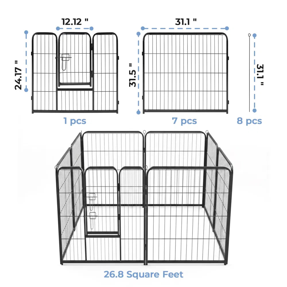 Dog Playpen Indoor Fence Height Metal Exercise Pen with Door Small - Image 4