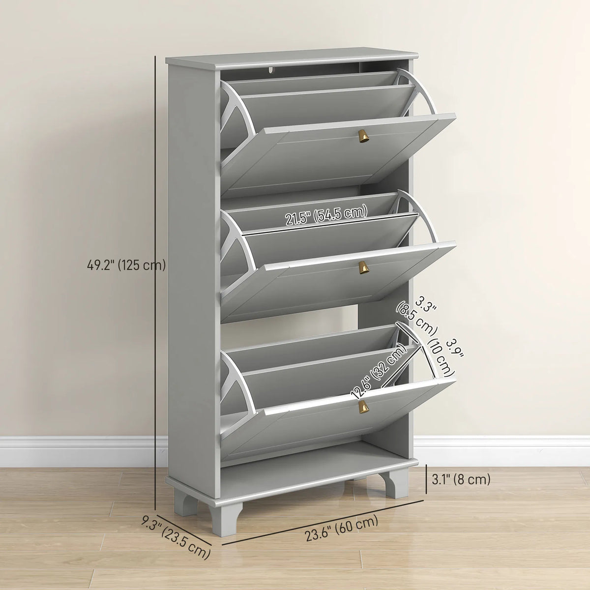 Narrow Shoe Storage with 3 Flip Drawers and Adjustable Shelves Shoe Cabinet - Image 4