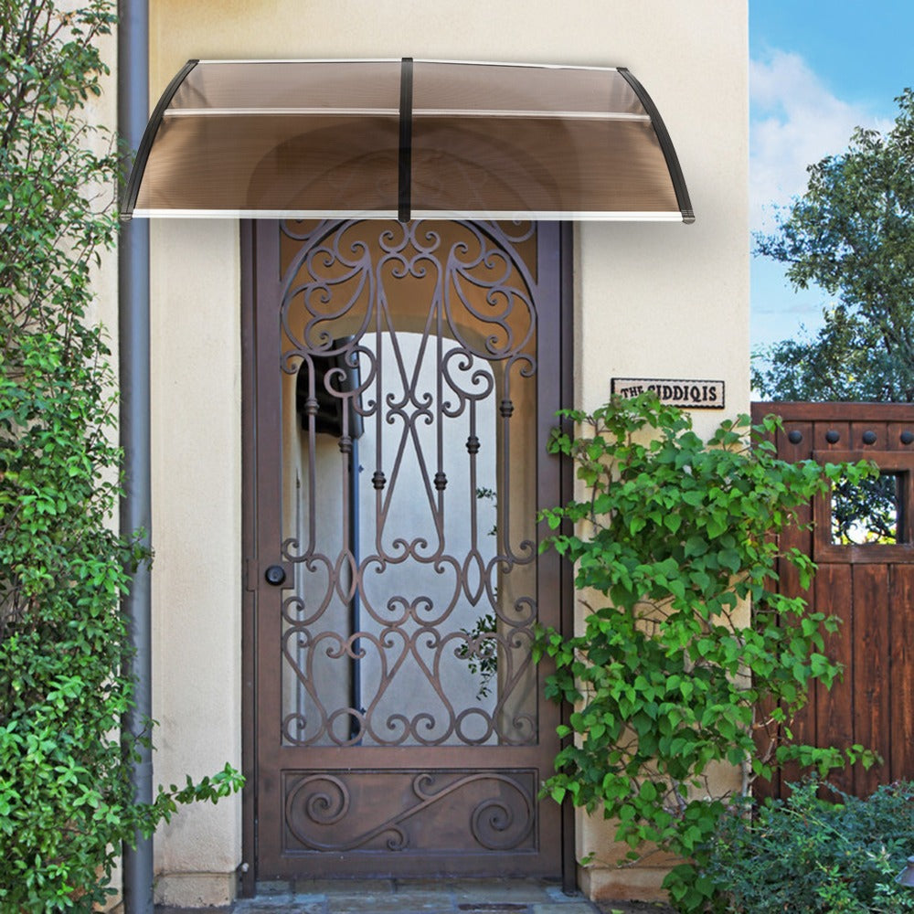 80x38in Door Window Awning With Brown Polycarbonate Panel & Black Bracket - Image 4