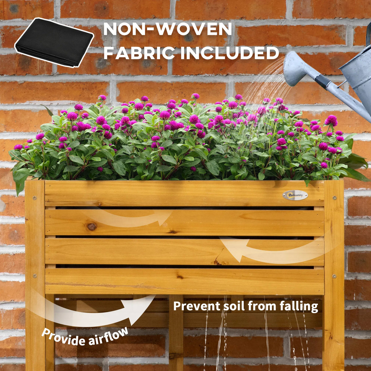Raised Garden Bed with Folding Side Table Elevated Wood Planter Box for - Image 4