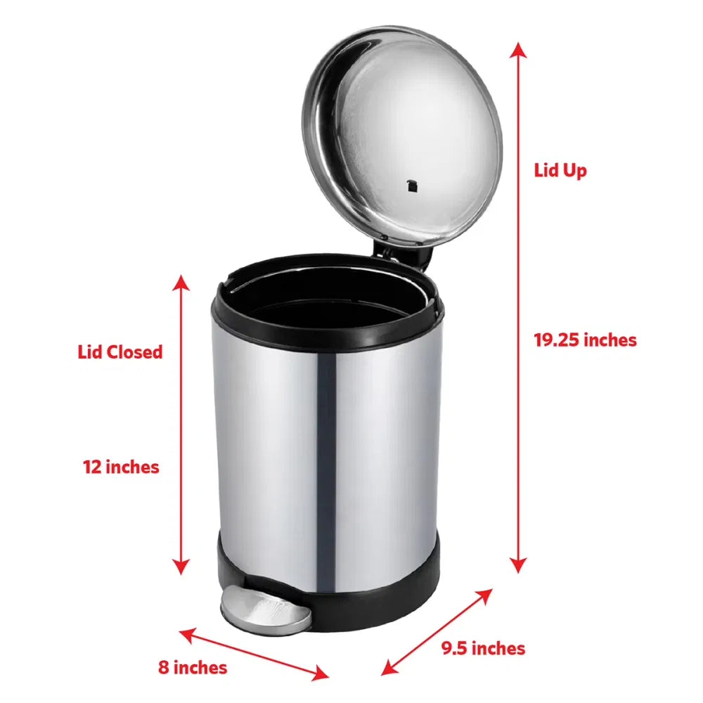 Bathroom Trash Can 1.2 Gallon Stainless Steel Small Step Garbage Bin with Lid - Image 5