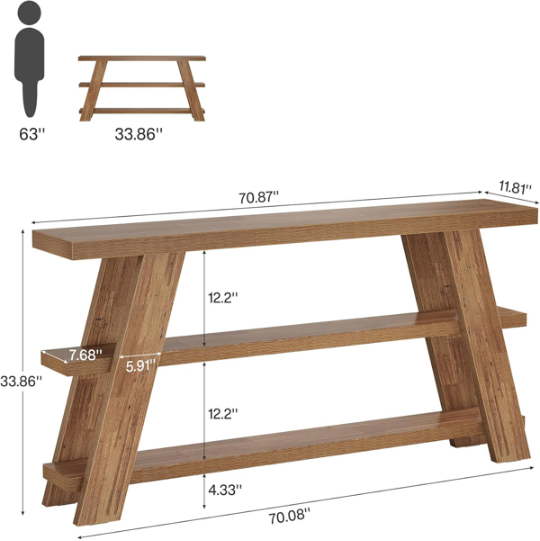 Brown Farmhouse Long Console Table