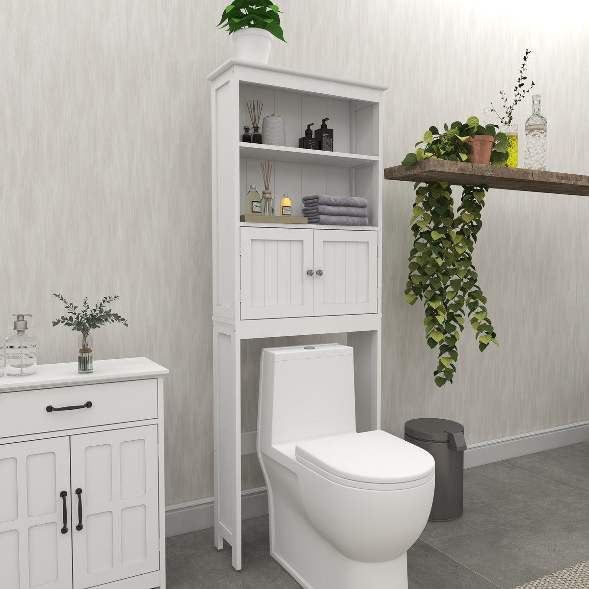 Over The Toilet Rack Tier Bathroom Spacesaver Storage Shelf With Doors Wood - Additional Product View 5