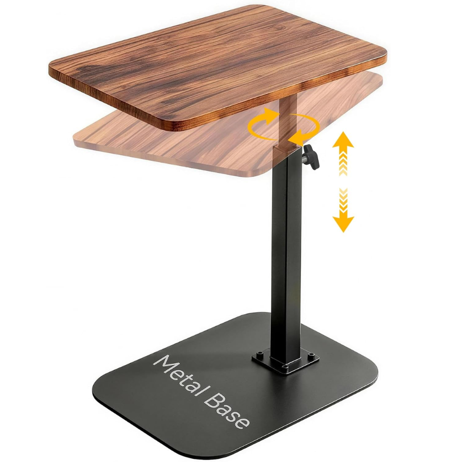 Adjustable TV Tray Table 360 Swivel Shaped End That Slides Under Couch Sofa
