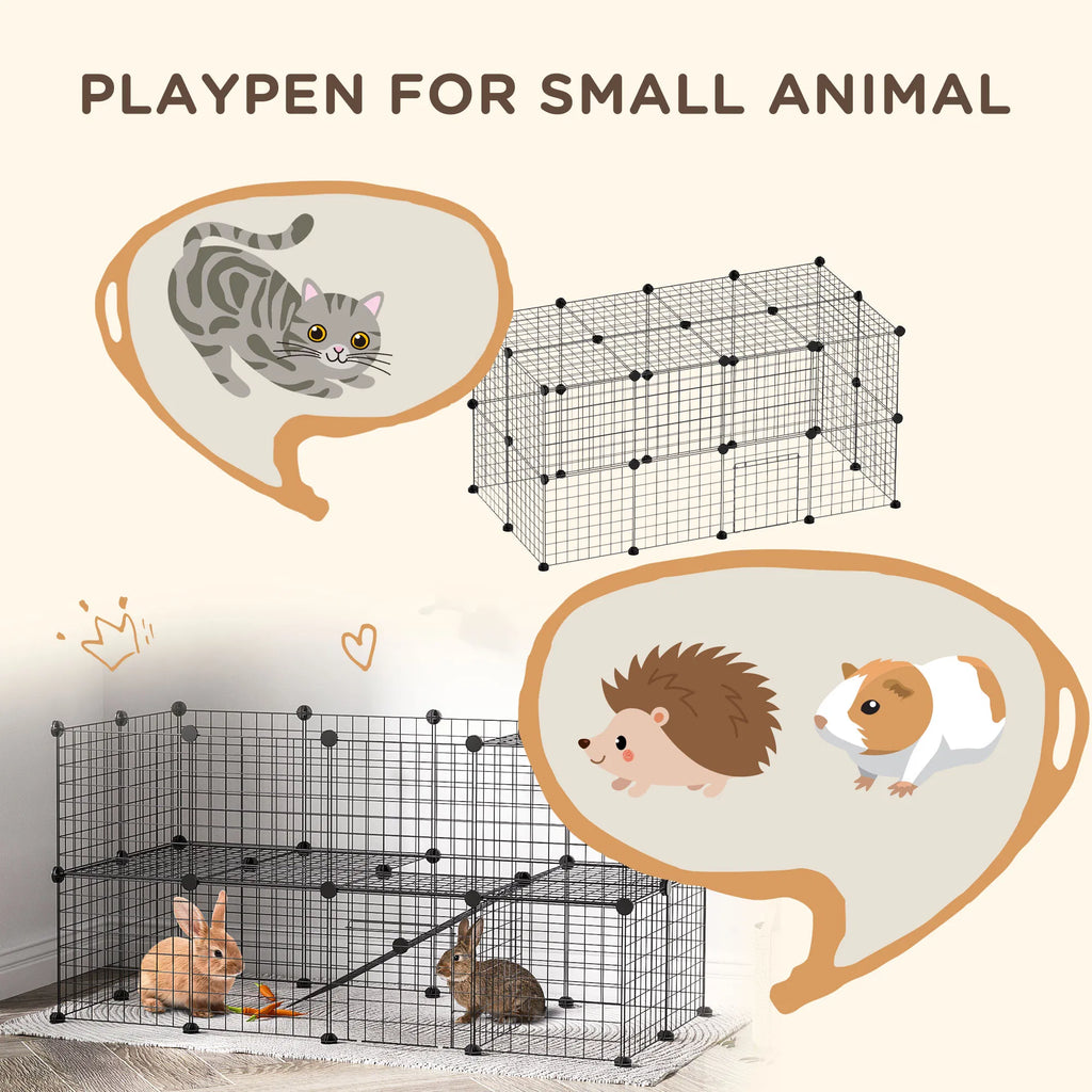 40 Pcs Small Animal Cage Bunny Hutch Portable Metal Wire with Ramps for Kitten - Image 2