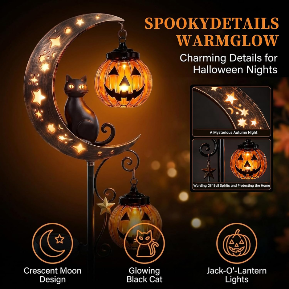 Pumpkin Moon Garden Stake Light Halloween Lights Decorations