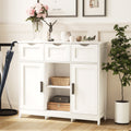 White Wooden Floor Storage Cabinet with Drawers and Shelves