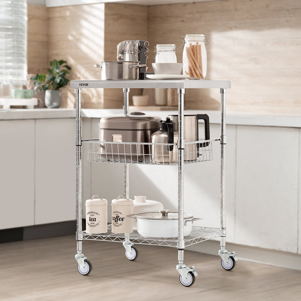 3-Tier Heavy-Duty Rolling Utility Cart