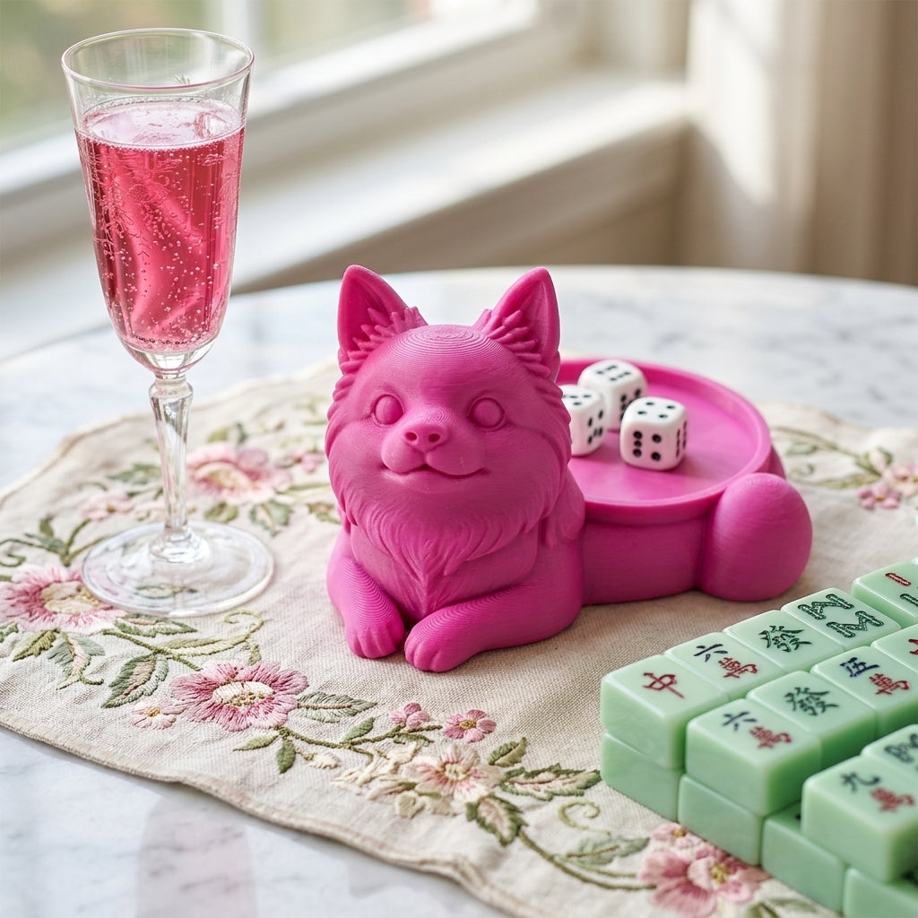 3D Printed Dog Mahjong Dice Tray Cute Dog Dice Holder For Mahjong Game Night - Image 3