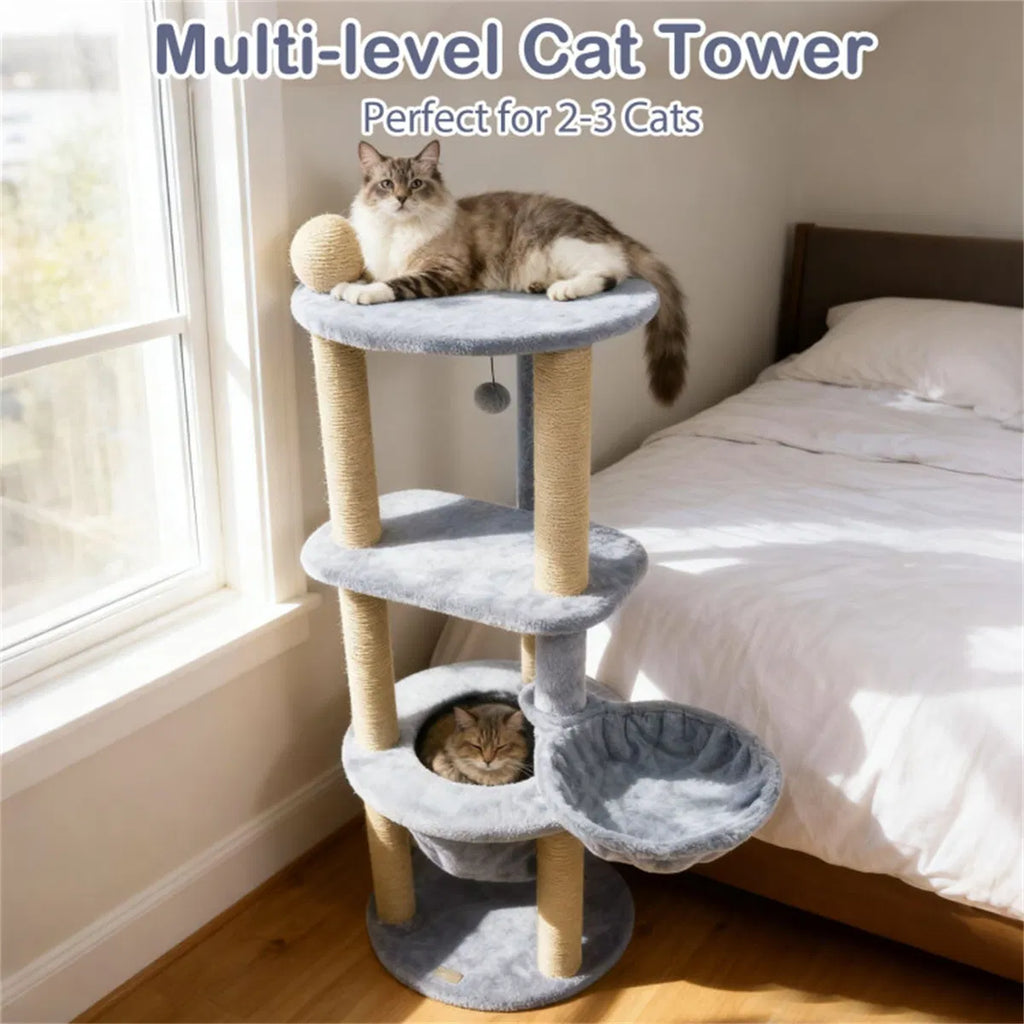 47" Cat Tower with Scratching Posts Multi Level Cat Tree for Relax & Play