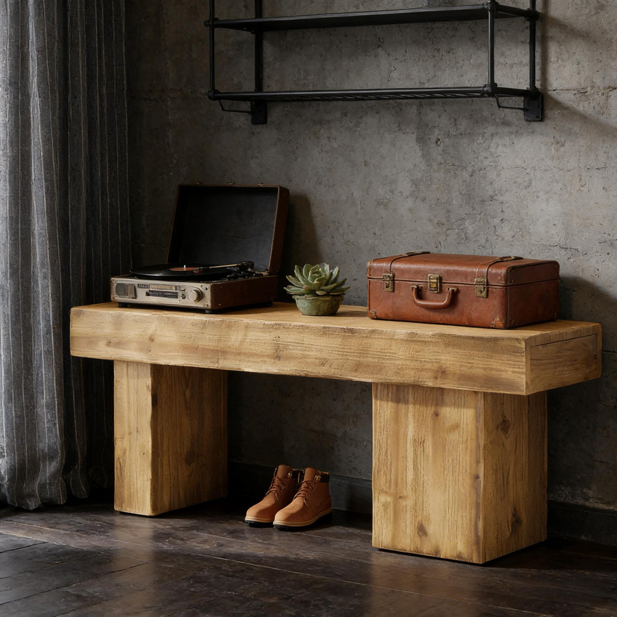 Wood Entryway Storage Bench