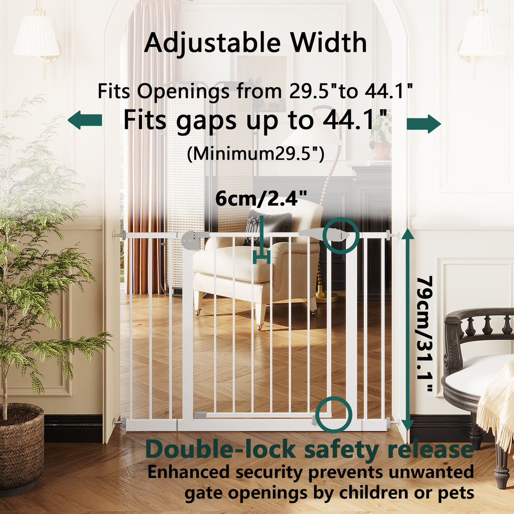2 Pack 29.5 44.1" Wide Baby Gate for Stairs Dog Gate Indoor for Doorways No - Image 2