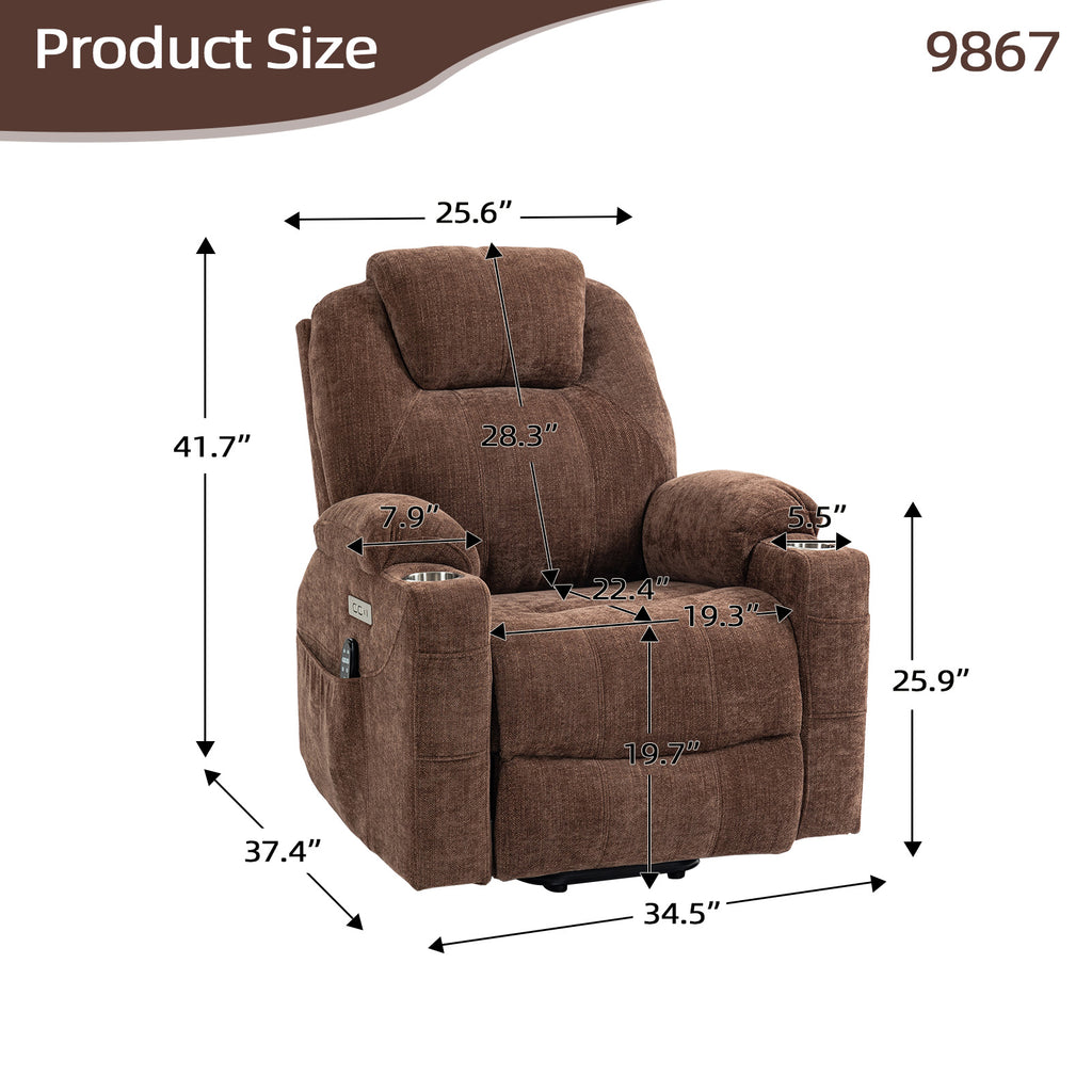 Up to 350 LBS Chenille Power Lift Recliner Chair Heavy Duty Motion Mechanism - Image 2