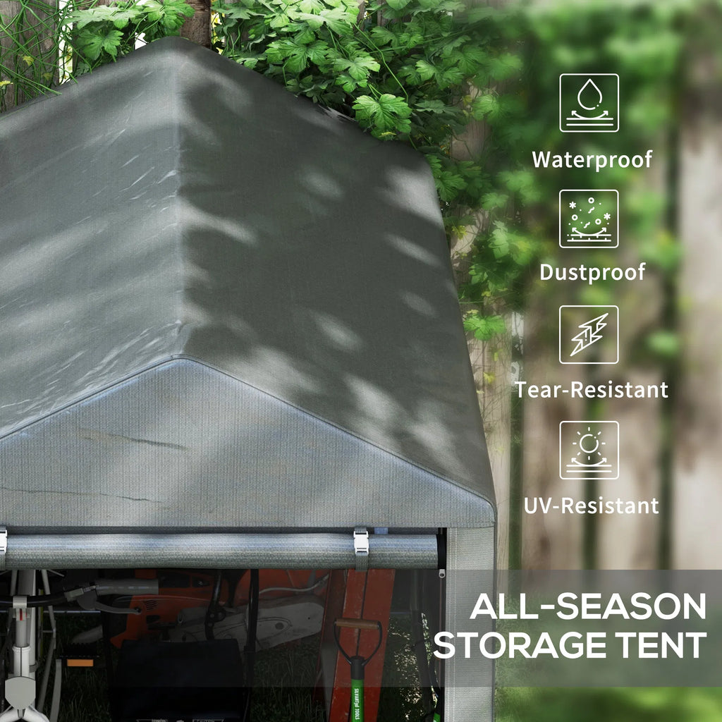 4 x 6ft Outdoor Storage Shed Tent Portable Shed with Roll up Door for - Image 4