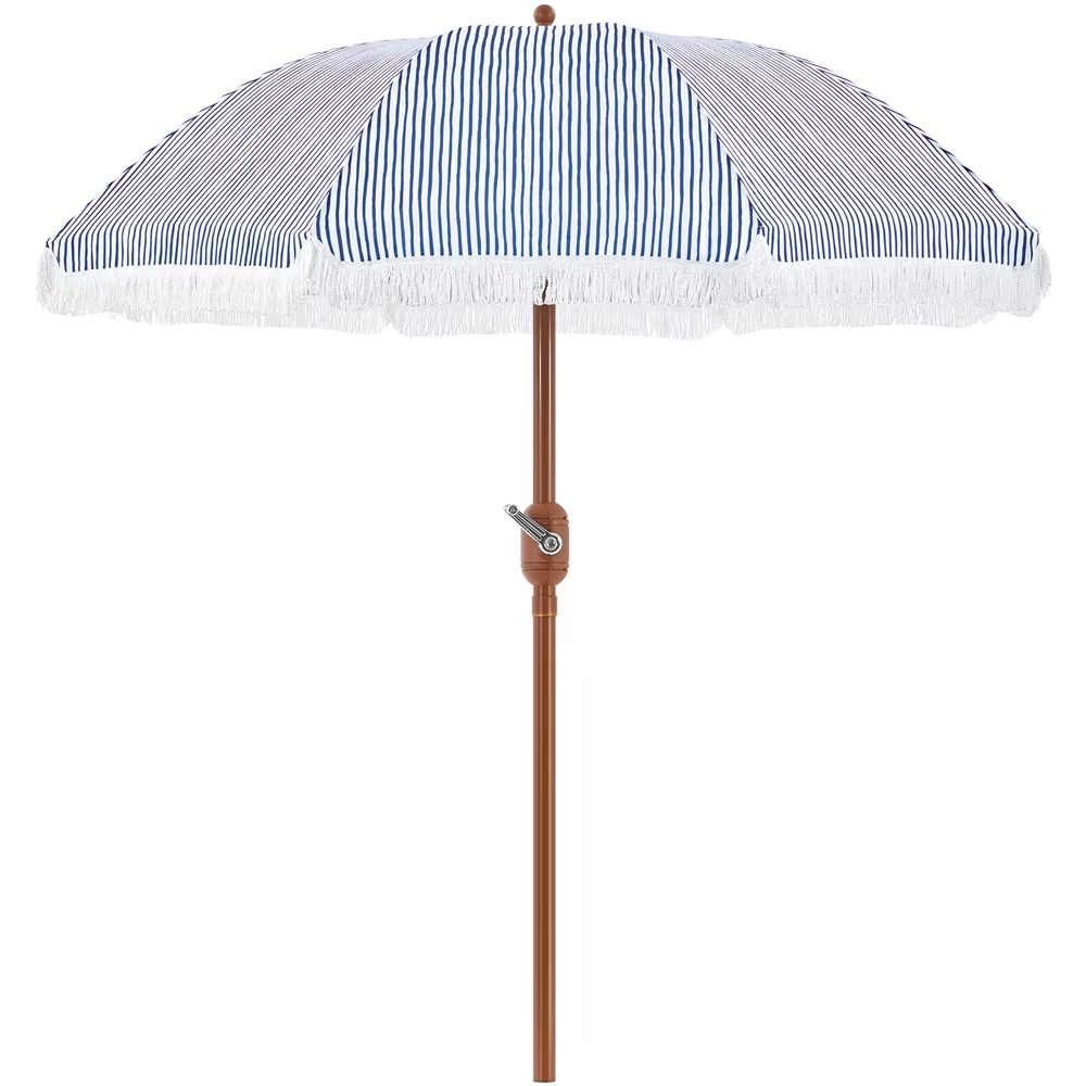 9Ft Garden Patio Umbrella With Crank Operating Mechanism BlueWhite - Image 2