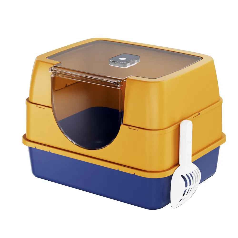Enclosed Cat Litter Box Orange Odor Locking Spacious For Large Cats A - Image 5