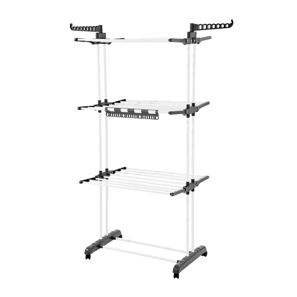 4 Tier Clothes Drying Rack Sturdy Laundry Drying Rack with Wheels and 24 Rods - Image 3