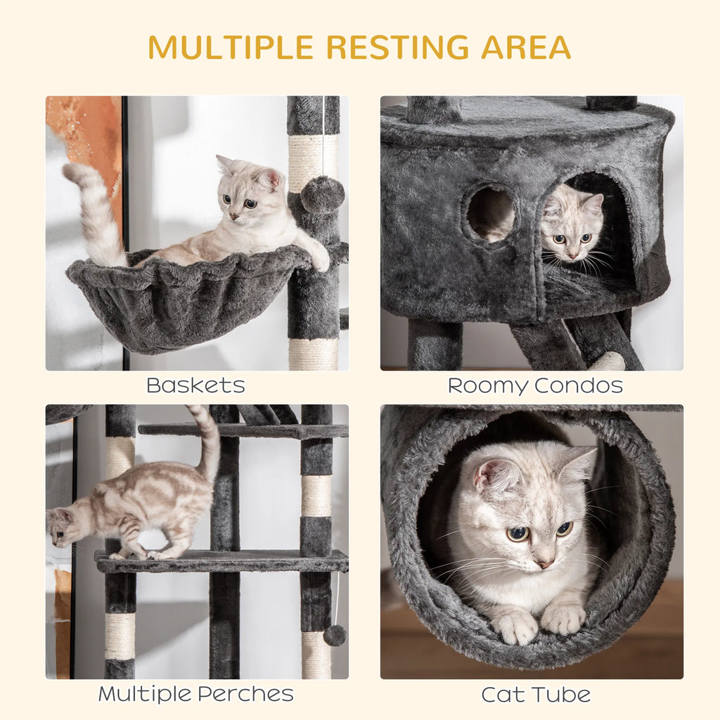 94" 102" Floor to Ceiling Cat Tree High Cat Condo Scratching Post Activity - Image 5