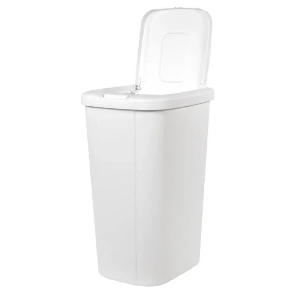 13.3 gal Touch Lid Trash Can White with Decorative Texture (2 Pack)(Shipment