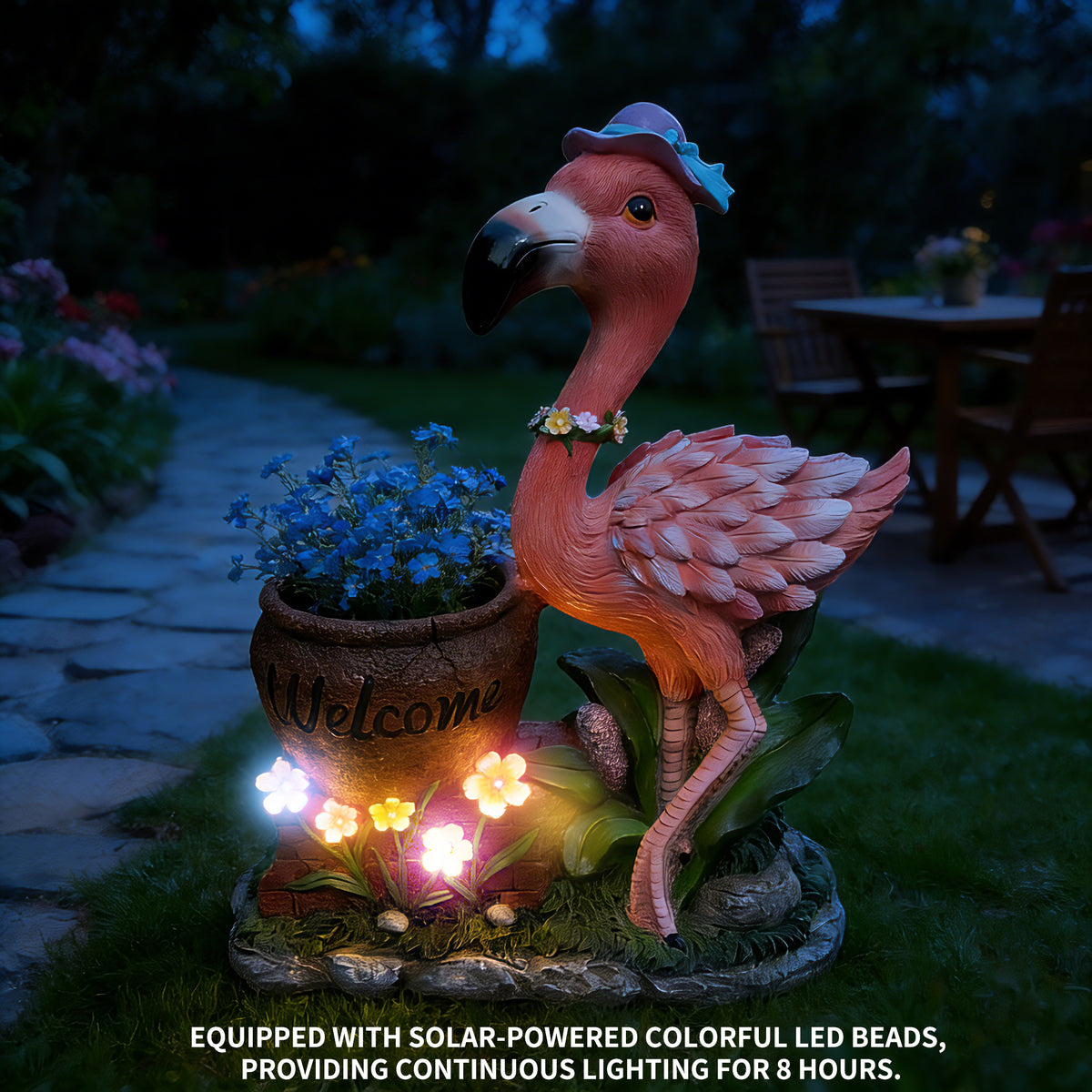Outdoor Garden Sculpture Flamingo Flower Pot Planter Unique Yard Statue - Image 3