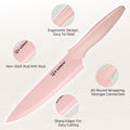Kitchen Knife Set With Block 14 Piece Pink Non Stick Paint Coating Stainless