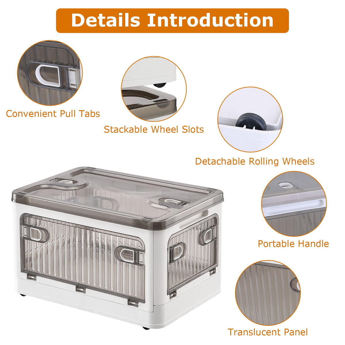 70-Quart Collapsible Stackable Storage Bin Container with Latching Doors - Open Capacity and Storage Interior View