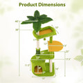 48" Cat Tree with Tropical Leaves Self Groomer & Scratching Posts
