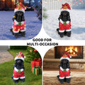 Christmas Black Poodle Statue Holiday Dog Figurine in Red Santa Outfit