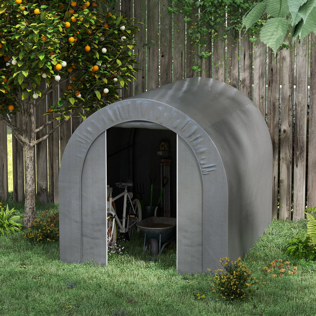 Galvanized Metal 6 x 8 Outdoor Storage Tent Heavy Duty and Waterproof Portable - Image 3