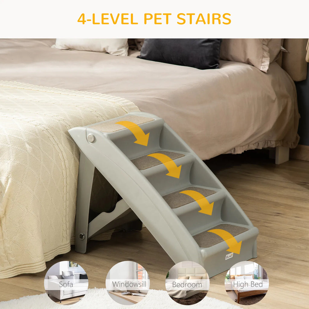 4 Level Portable Dog Stairs Foldable Dog Steps for Small Dogs Lightweight Cat - Image 5