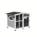 Large Dog House Cabin Style Wooden Pet Shelter with Openable Roof And Giant