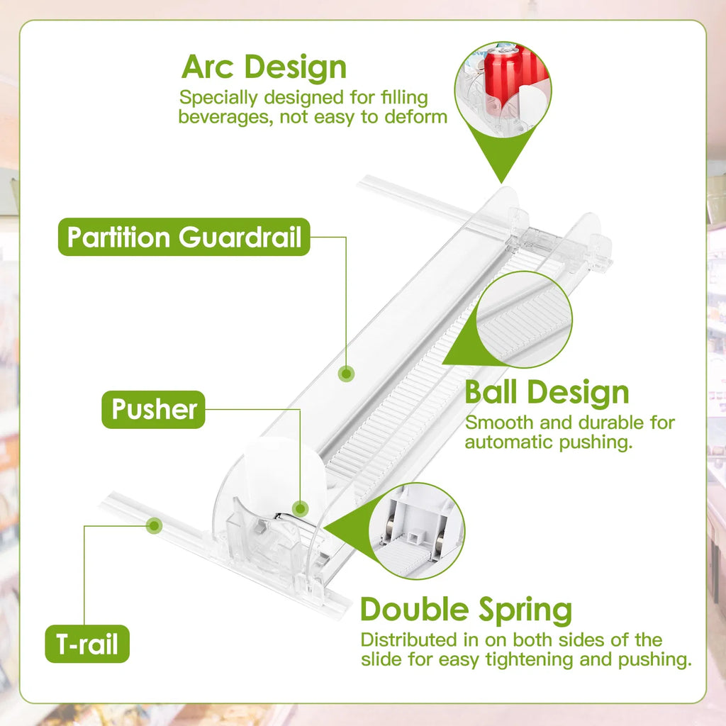 Drink Organizer for Fridge Spring Loaded Beverage Dispenser Width Adjustable - Image 5